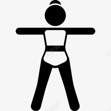 女人站起来伸展手臂和腿图标图标