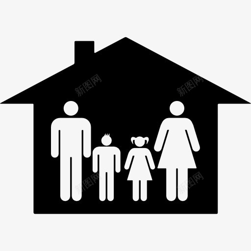 熟悉的四组在房子图标png_新图网 https://ixintu.com 人组 四 家 家庭 房子 熟悉的 里面的人