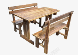 木头快碳化木快餐桌椅高清图片