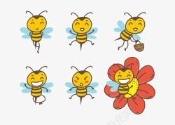 可爱简笔画蜜蜂矢量图素材
