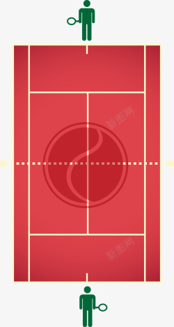 红色网球场可爱简约红色网球场矢量图高清图片