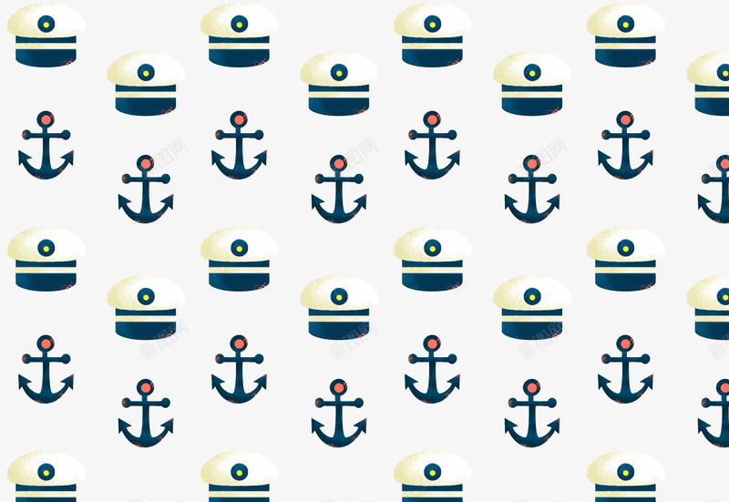 海军帽背景图png免抠素材_新图网 https://ixintu.com 卡通 图案 海军帽 背景图 船舵 蓝色 颜色