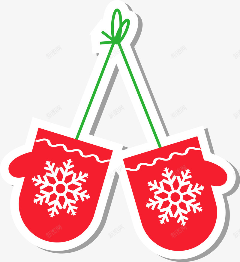圣诞节彩色可爱贴纸png免抠素材_新图网 https://ixintu.com 可爱卡通 圣诞节 手套 矢量图案 红色 贴纸