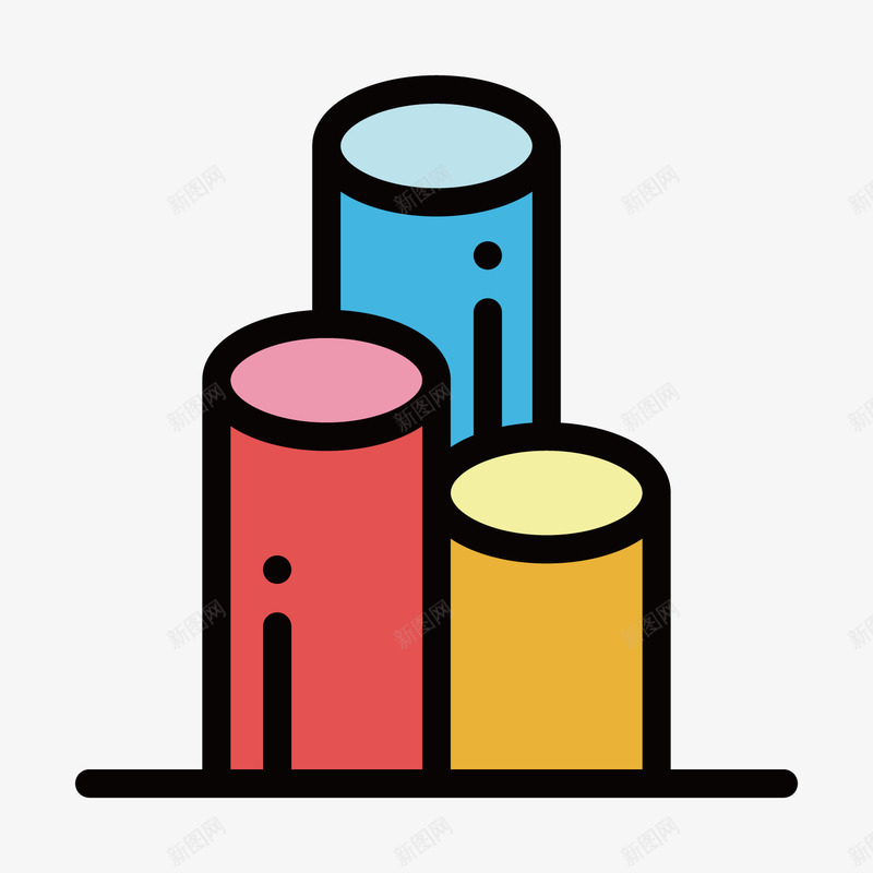彩色手绘线稿圆柱元素矢量图ai免抠素材_新图网 https://ixintu.com 分析 卡通插画 圆柱 彩色 手绘 数据 立体 线稿 矢量图