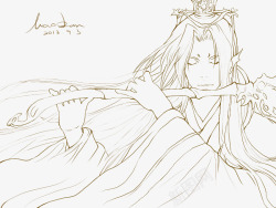 古装美女线画手绘古装人物高清图片