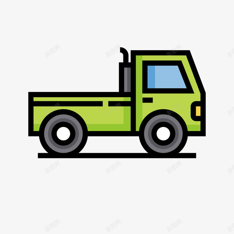 绿色卡车图标矢量图ai_新图网 https://ixintu.com 卡车 图标 平面 玻璃光泽 线稿 绿色 设计 轮胎 矢量图
