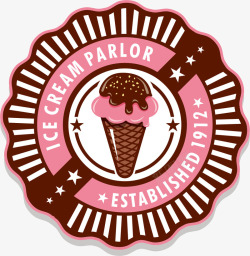 餐饮粉色冰淇淋标签素材