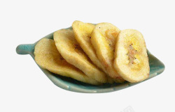 烘干水果盘子里的香蕉干高清图片