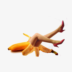 创意香蕉美腿素材