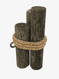 绳子圆捆绑着的木头高清图片