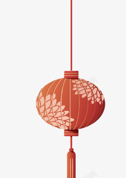 春节红色花纹灯笼素材