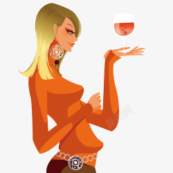 端着酒杯的女人端着酒杯的迪厅美女矢量图高清图片