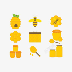 黄色蜜蜂与蜂蜜素材