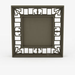 灰棕色复古柜子镂空灰棕色方形复古中式花窗高清图片