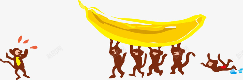 猴子搬运香蕉卡通手绘图png免抠素材_新图网 https://ixintu.com 免费下载 卡通动物 猴子 香蕉