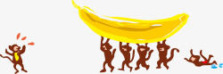 猴子搬运香蕉卡通手绘图素材