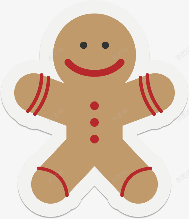 饼干人贴纸png免抠素材_新图网 https://ixintu.com 卡通 圣诞 圣诞节 扁平 简约 贴纸 饼干人