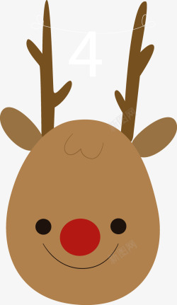 圣诞老热手绘圣诞节装饰麋鹿矢量图高清图片