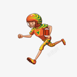 抱着橄榄球卡通抱着橄榄球跑人物高清图片