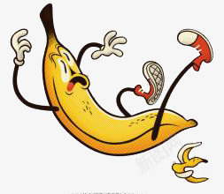 创意香蕉人踩果皮png免抠素材_新图网 https://ixintu.com 痛苦的表情 踩香蕉皮 香蕉人