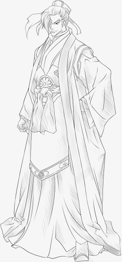 线描古装手绘古装线稿高清图片