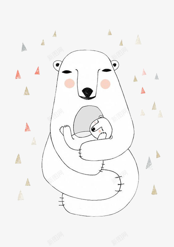 抱着娃娃的熊妈妈png免抠素材_新图网 https://ixintu.com 卡通 懒熊 白色 装饰