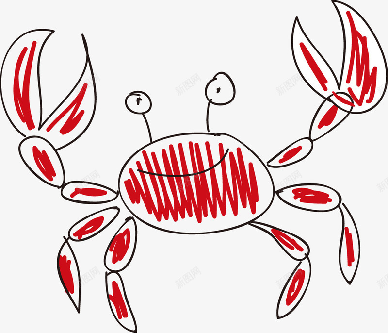 螃蟹简笔画png免抠素材_新图网 https://ixintu.com 卡通 手绘 简笔画 线稿 螃蟹