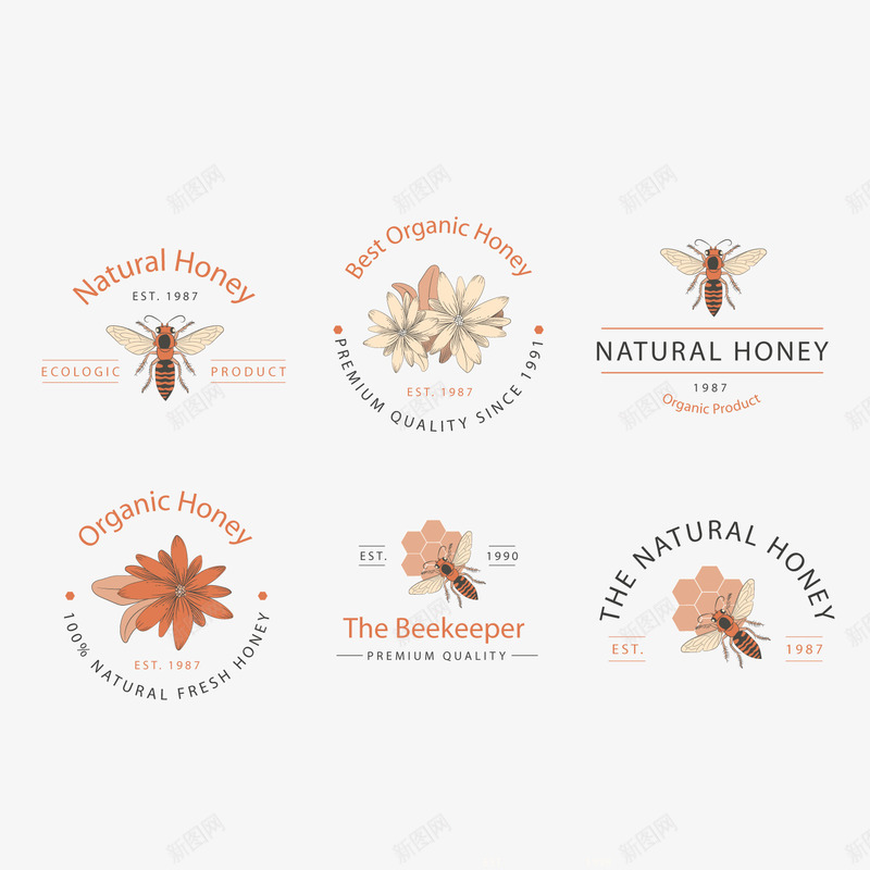 手绘有机蜂蜜标志png免抠素材_新图网 https://ixintu.com 卡通动物 手绘 有机蜂蜜标志 蜂蜜 蜜蜂