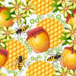 小皱菊蜜蜂与蜂蜜背景高清图片