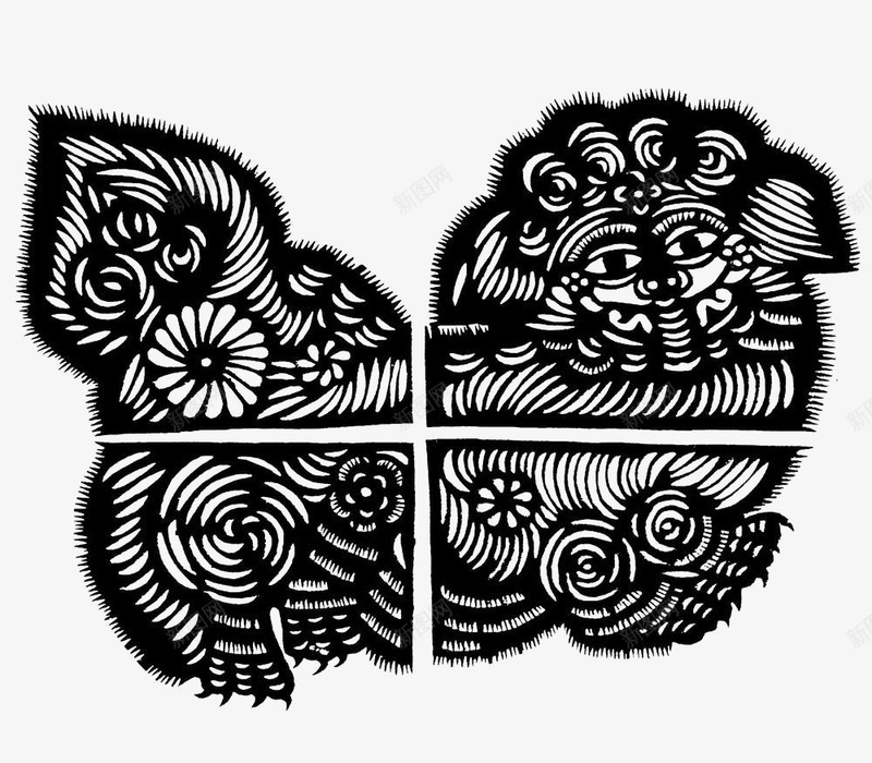 中国风动物传统艺术镂空剪纸png免抠素材_新图网 https://ixintu.com 中国风 传统艺术 剪纸素材 动物 镂空