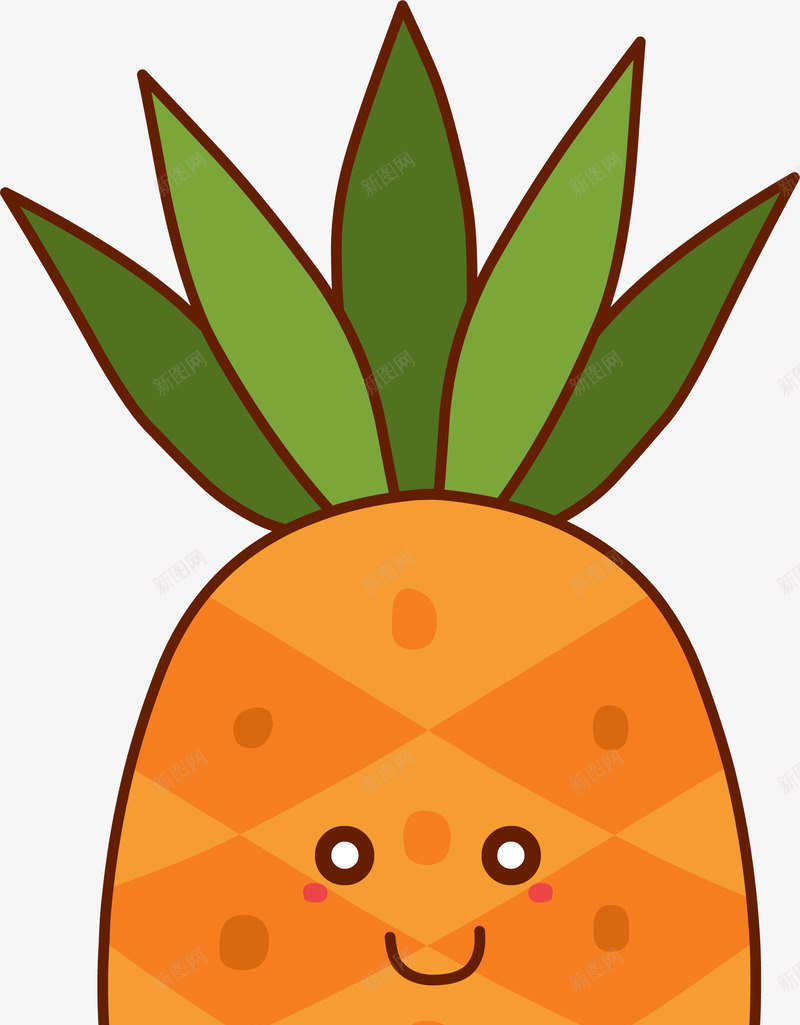 卡通可爱清新菠萝png免抠素材_新图网 https://ixintu.com 卡通水果 可爱 清新 矢量图案 菠萝 贴纸