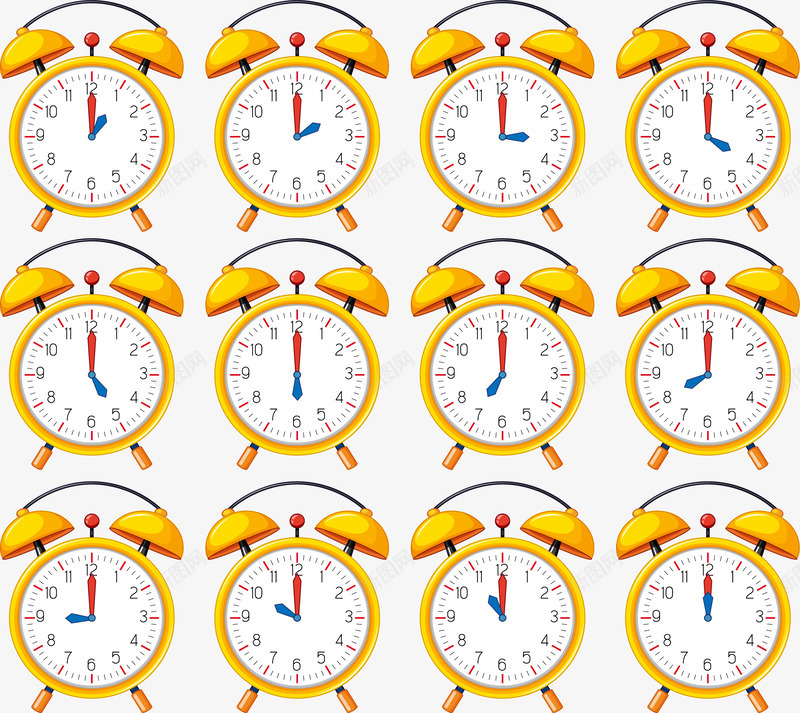 黄色的闹钟png免抠素材_新图网 https://ixintu.com 24小时 叫醒服务 时间显示 矢量png 闹钟 黄色闹钟