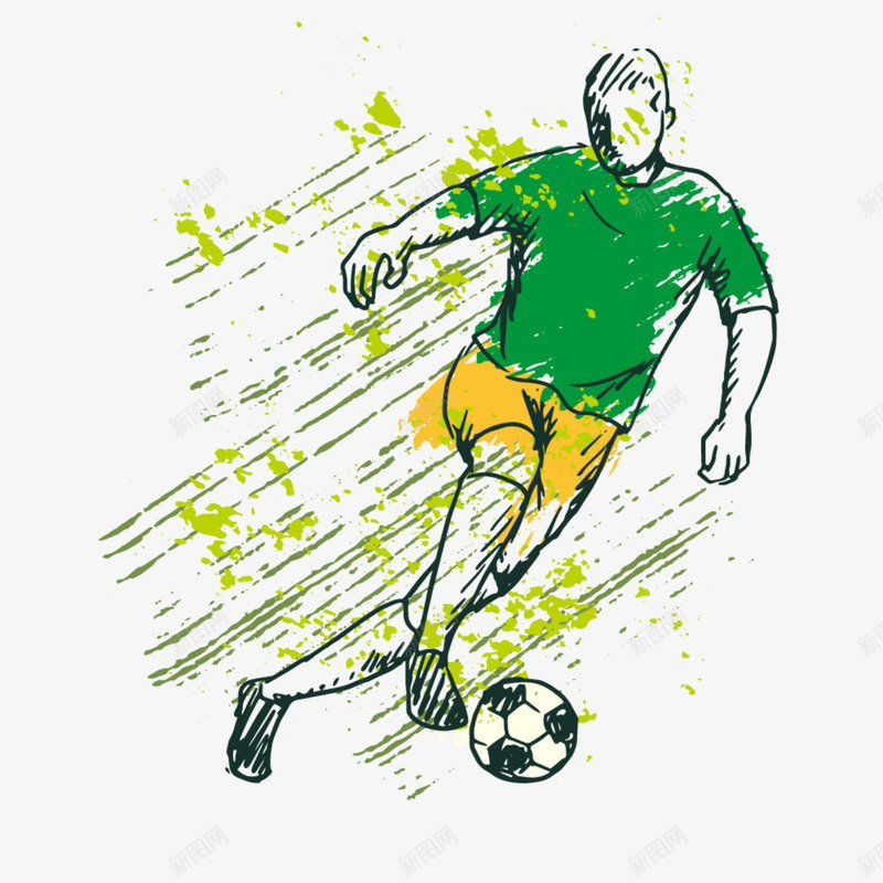 踢足球的足球运动员png免抠素材_新图网 https://ixintu.com 人物 卡通 手绘图 足球 足球比赛 足球运动员