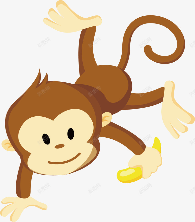 香蕉猴子矢量图ai免抠素材_新图网 https://ixintu.com 动物 猴子 玩耍 香蕉 矢量图