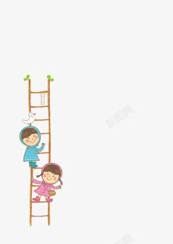 娃娃爬梯子素材