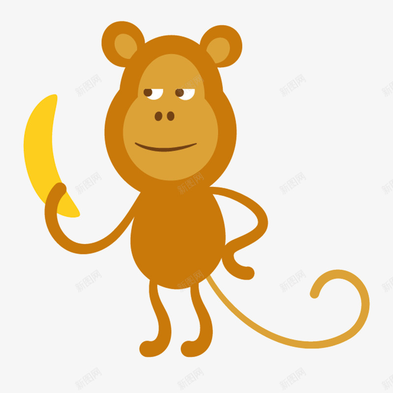 胖圆卡通猴子香蕉png免抠素材_新图网 https://ixintu.com 卡通 猴子香蕉 胖圆