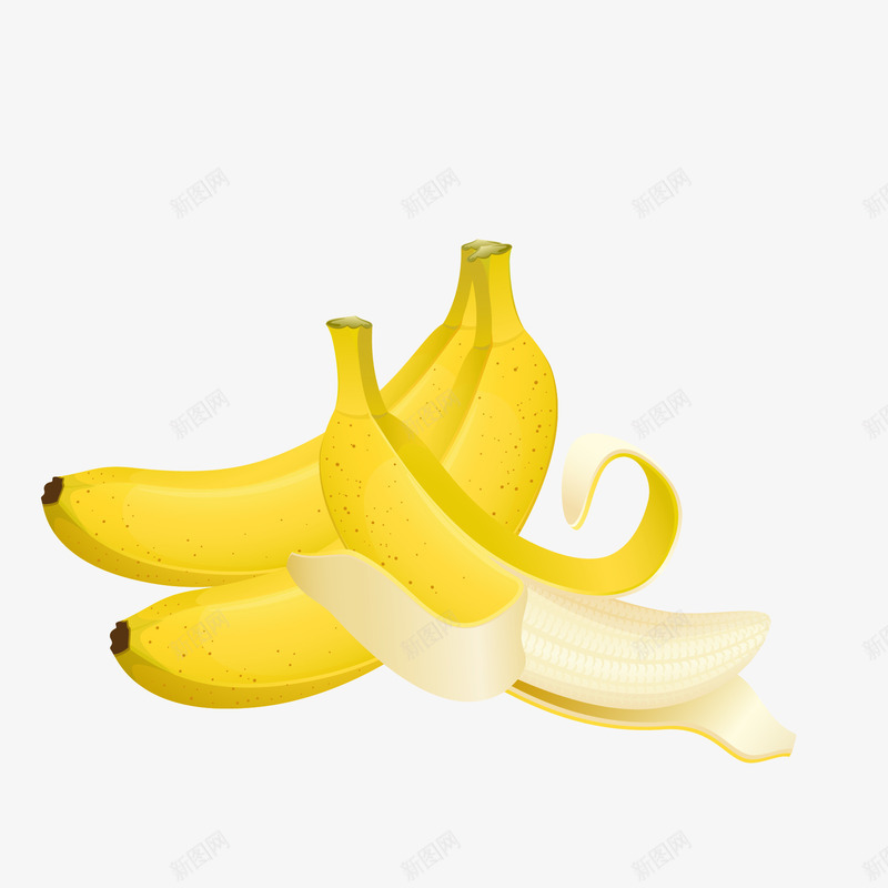 香蕉矢量图ai免抠素材_新图网 https://ixintu.com 水果 矢量水果 逼真水果 香蕉 矢量图