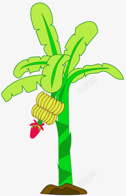 描边纯绿色香蕉树素材