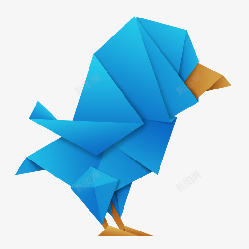 折纸推特鸟令人惊叹的微博鸟图标png_新图网 https://ixintu.com Bird Origami Twitter 折纸 推特 鸟