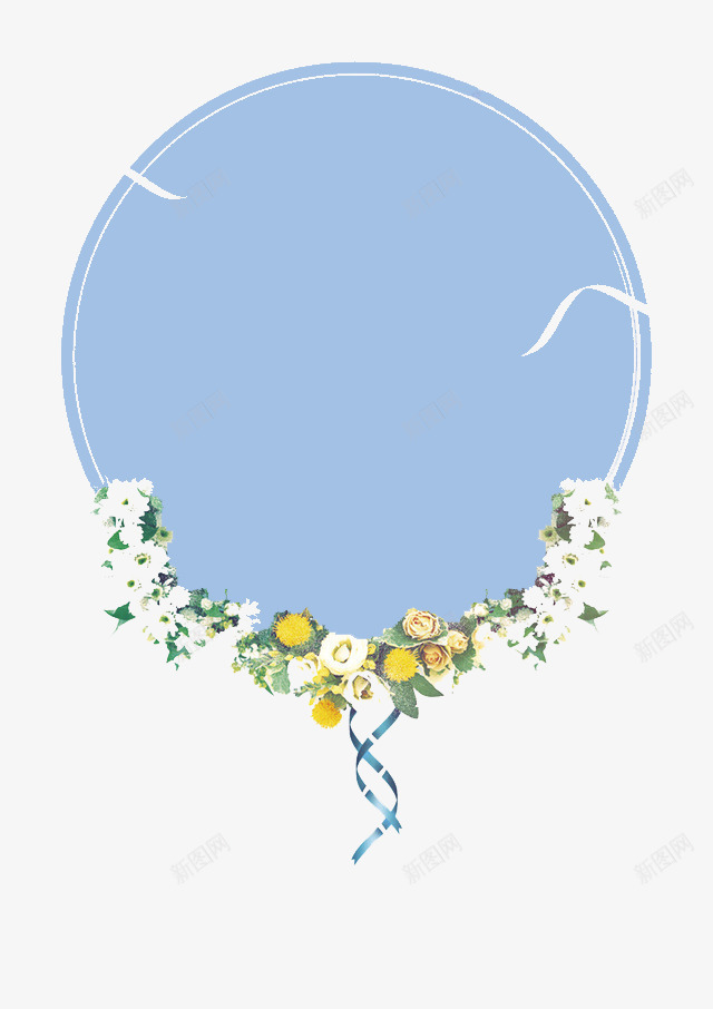 圆与花png免抠素材_新图网 https://ixintu.com 花 花朵 蓝色 颜色
