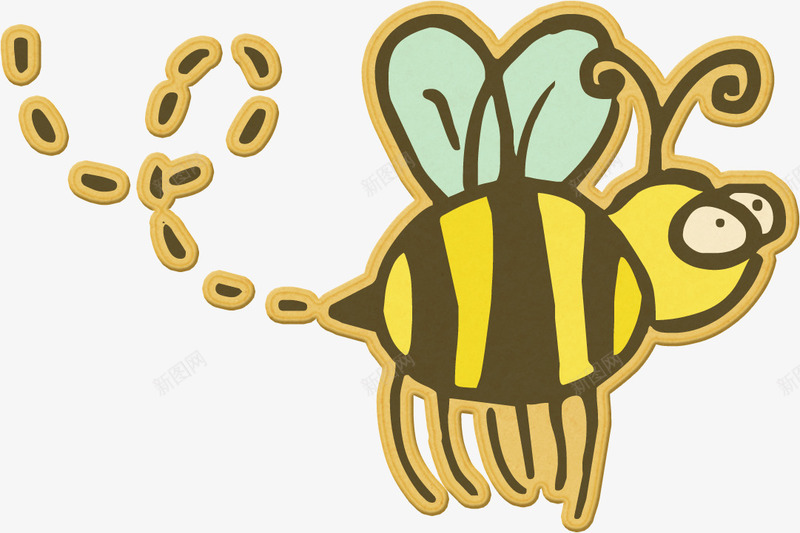 手绘彩色贴纸蜜蜂png免抠素材_新图网 https://ixintu.com 儿童 卡通 可爱 手绘 蜜蜂 贴纸
