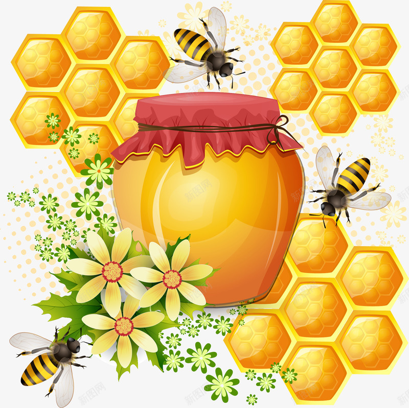 蜜蜂与蜂蜜小皱菊png免抠素材_新图网 https://ixintu.com 小皱菊 花卉 蜂巢 蜂窝格 蜂蜜 蜜蜂 蜜蜂窝