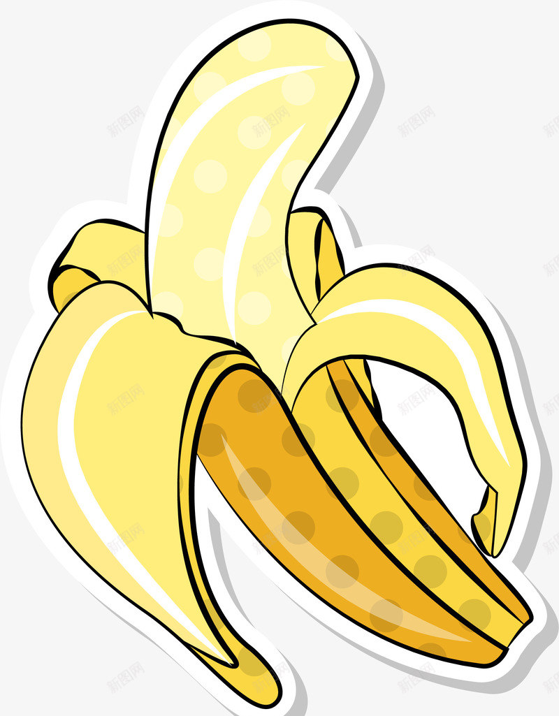 卡通香蕉贴纸png免抠素材_新图网 https://ixintu.com 卡通 彩色 时尚新潮 矢量图案 贴纸 金色 香蕉