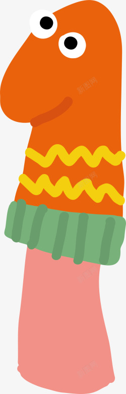 橙色袜子橙色卡通手套玩偶高清图片