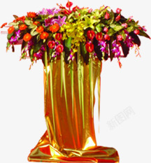 金色花瓶花朵开业素材