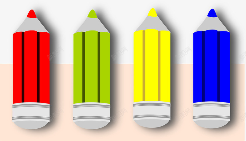 四色彩色铅笔png免抠素材_新图网 https://ixintu.com 文具 橡皮 美术 蜡笔