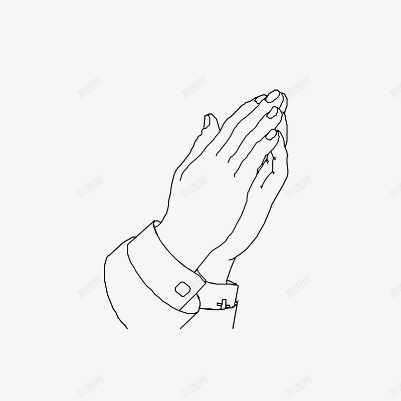 简笔手绘手部特写祈祷的手图标png_新图网 https://ixintu.com 双手合十祈祷 手部特写 祈祷的手 简笔手绘 线稿图