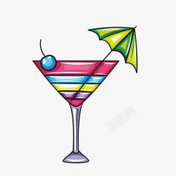 彩色小伞手绘彩色酒杯矢量图高清图片