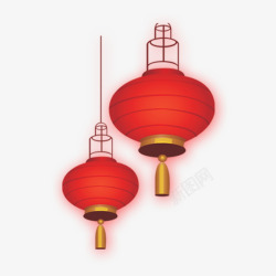 红色春节灯笼悬挂元素素材