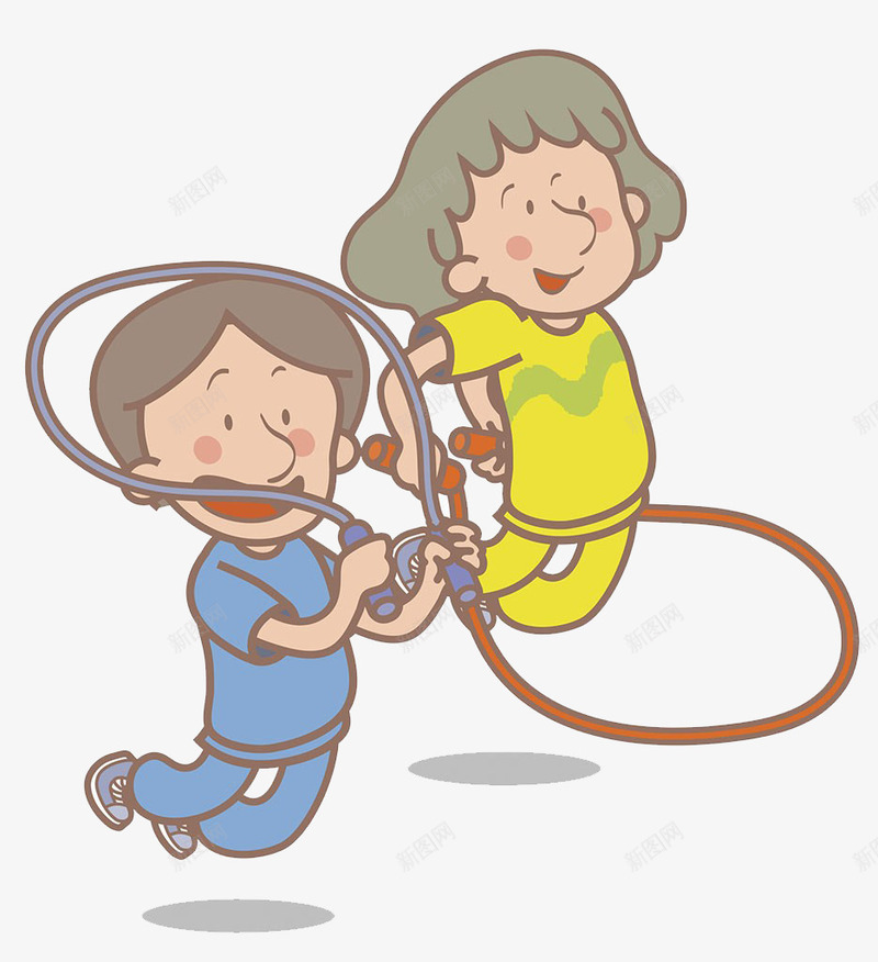 两个小孩比赛跳绳png免抠素材_新图网 https://ixintu.com 卡通手绘 小孩 玩耍 跳 跳绳 跳绳比赛 蹦跳 运动 锻炼